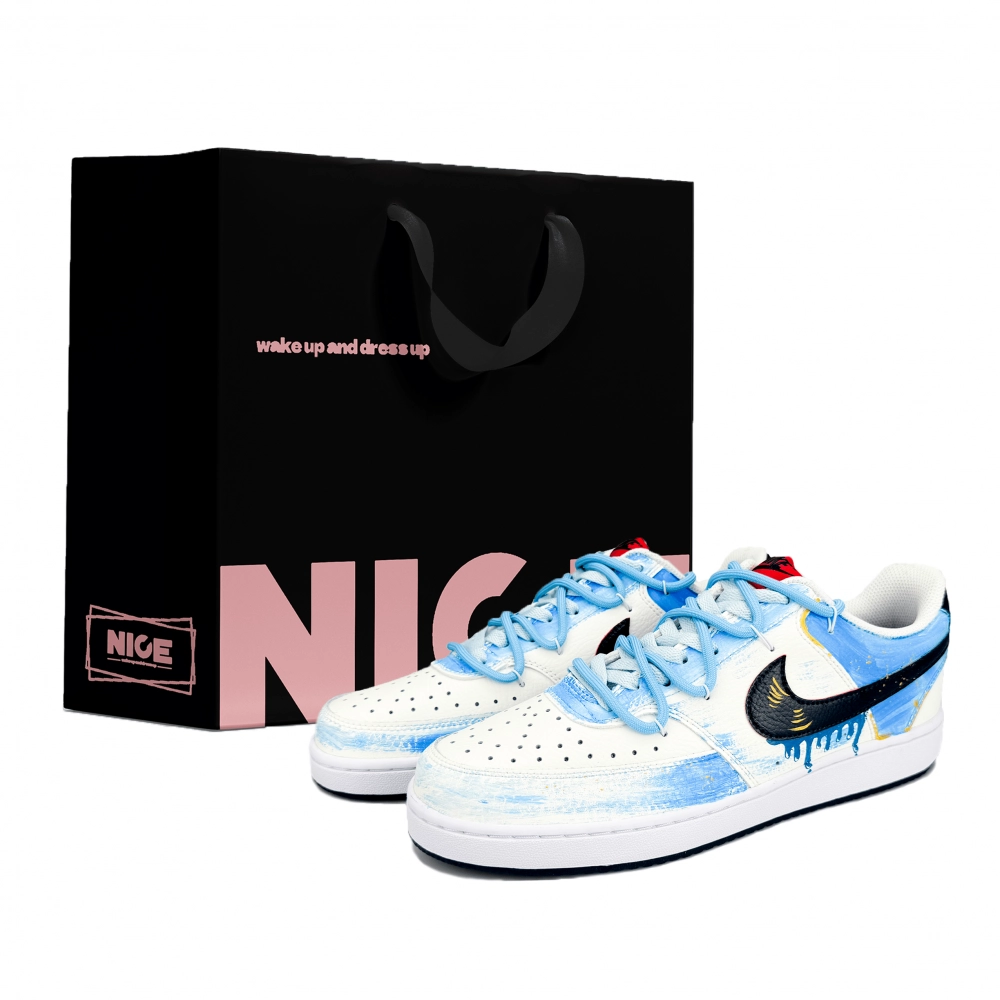 Nike Court Vision 1 Wear resistant And Lightweight Low top Skateboard Shoes Men's Blue White