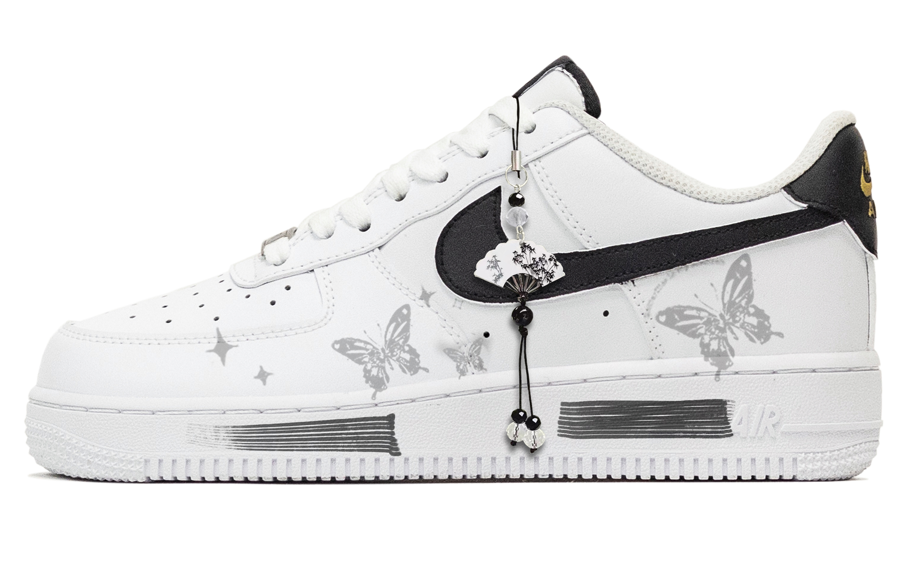 Nike Air Force 1 Bamboo Whisper Abrasion Resistant Low top Skateboard Shoes Unisex Black White