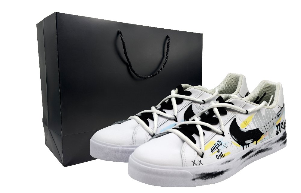 Nike Court Royale AC Heartbeat Graffiti Abrasion Resistant Low Top Skateboard Shoes Unisex Gray Black