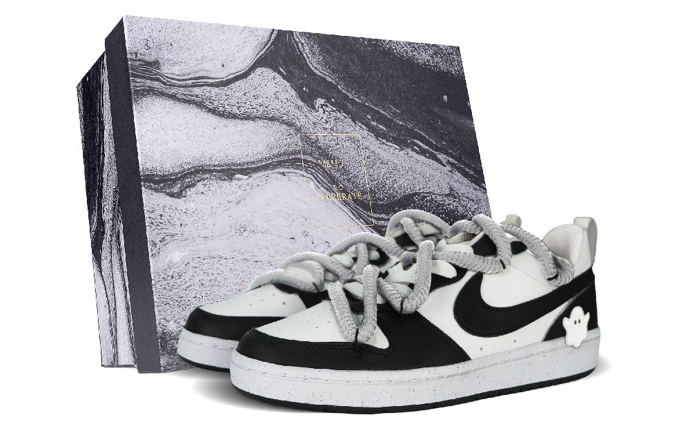 Nike Court Borough Low Top Skateboard Shoes GS Black White