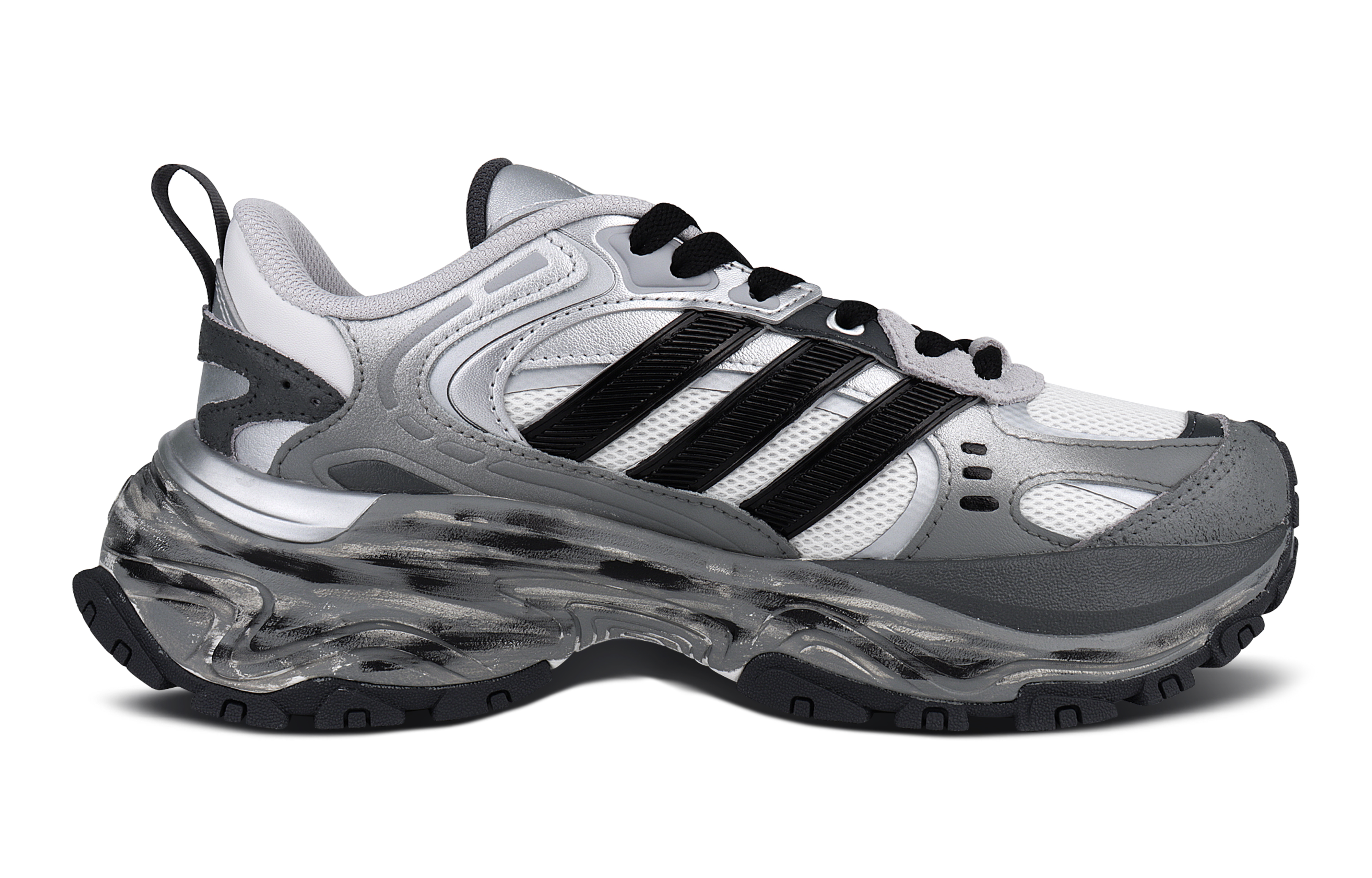 Adidas SHADOW FEVER Cushioning, Abrasion Resistant, And Resilient Properties Low Top Running Shoes Unisex Black Silver