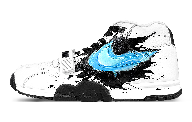 Nike Air Trainer 1 Anti-Slip And Wear-Resistant Breathable Mid-Top Training Shoes Men's Blue White