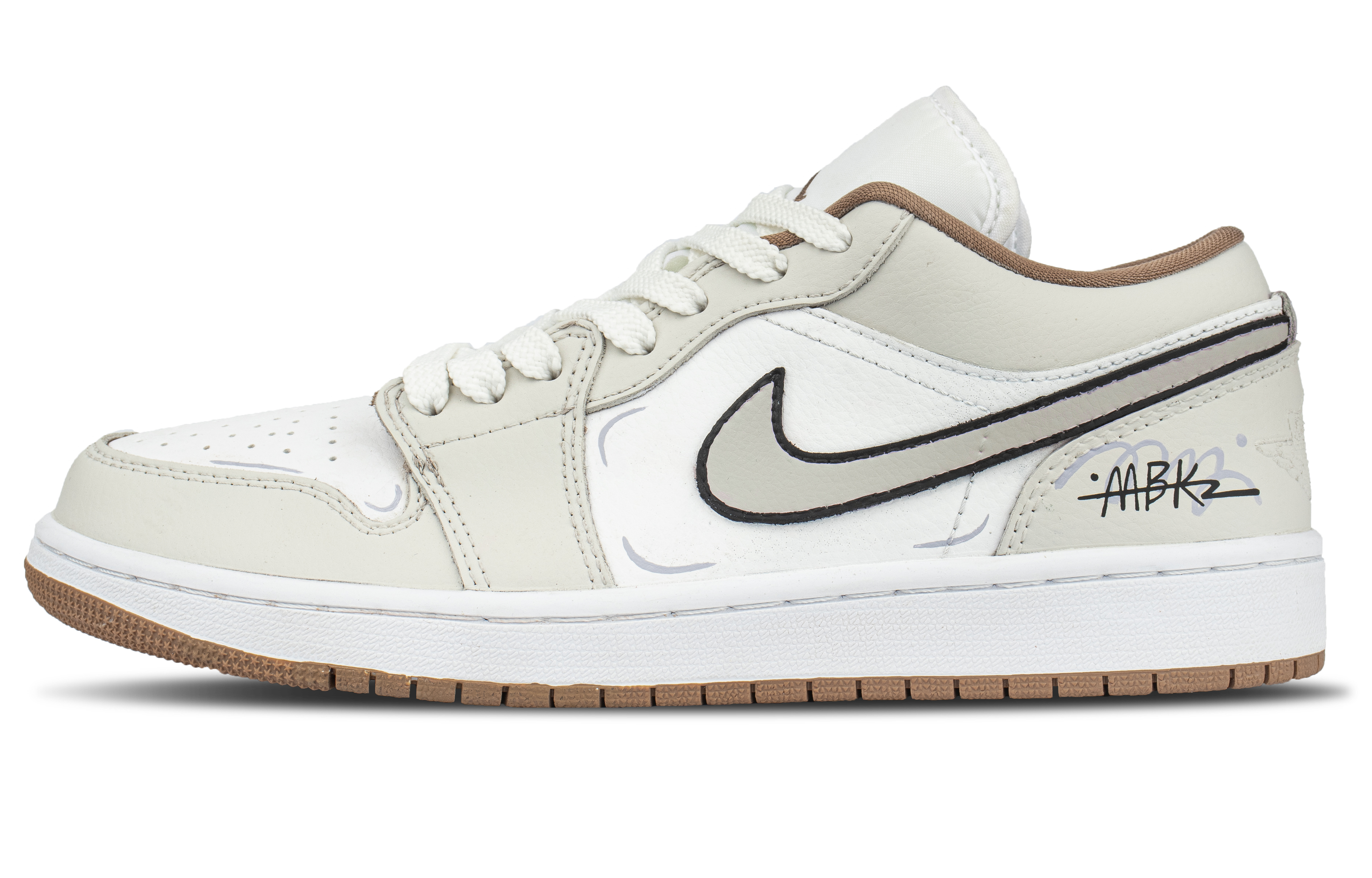 Jordan Air Jordan 1 Abrasion Resistant Low top Vintage Basketball Shoes Unisex Beige