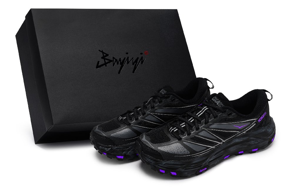 HOKA ONE ONE Mafate Speed 2 Abrasion Resistant Low Top Running Shoes Unisex Black Gray Purple