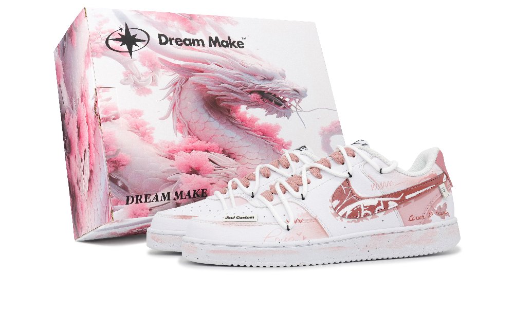 Nike Court Vision 1 Heart's Love Affair Cushioned Slip-Resistant Low-Top Skateboard Shoes Men's Light Pink