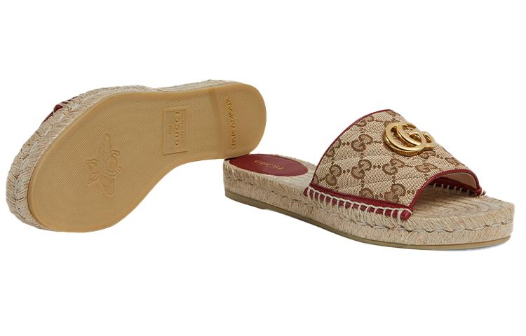 GUCCI GG Matelassé Canvas Sandals Women's