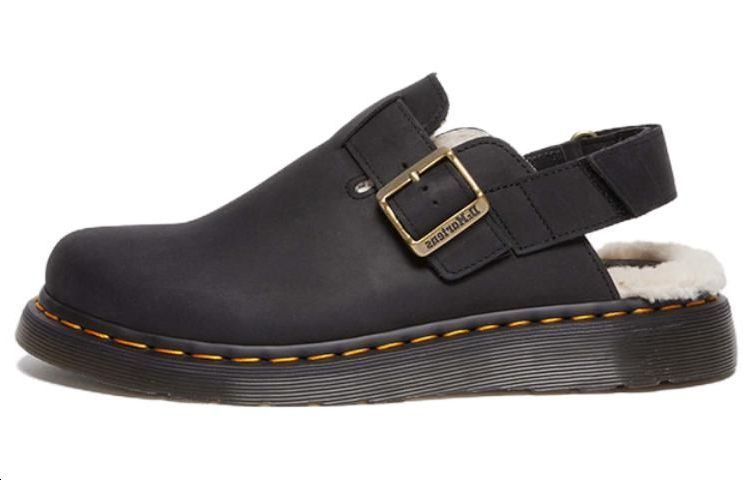 Dr.Martens Jorge Ii Faux Fur Lined Nubuck Slingback Mules 'Black' Women's