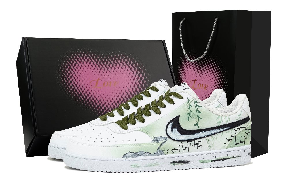 Nike Court Vision 1 Misty Rain In Jiangnan Anti Slip Wear Resistant Low Top Skateboard Shoes Men's White Green