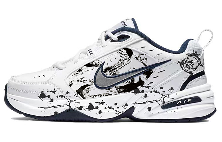 Nike Air Monarch 4 Anti-Slip Wear-Resistant Low-Top Chunky Sneakers Unisex Blue White