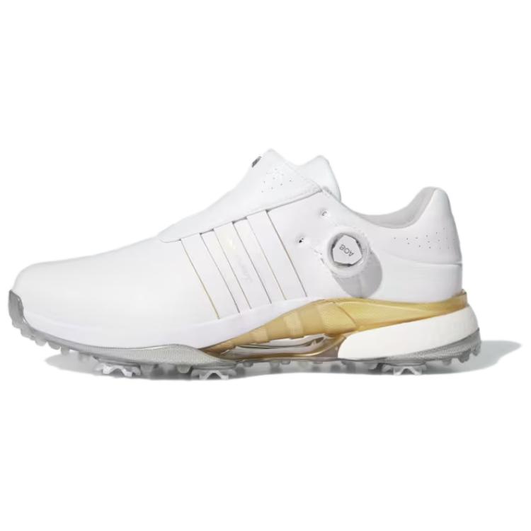 Adidas Tour360 Anti Slip Wear Resistant Low Top Golf Shoes Men's White Gold