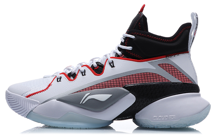 LiNing Power 7 Premium Cushioning, Slip Resistant, Abrasion Resistant Support High Top Basketball Shoes Men's White