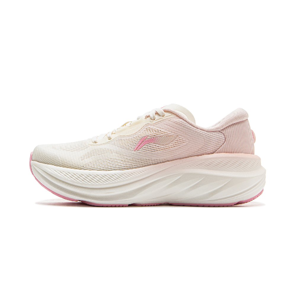 LiNing Leisurely Anti Slip Wear Resistant Breathable Height Increasing Low Top Running Shoes Women's White Pink
