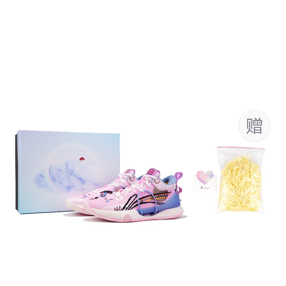 LiNing Speed 8 Cushioning, Slip Resistant, And Abrasion Resistant Low Top Basketball Shoes Men's Blue Pink
