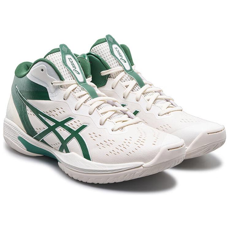 Asics GELHOOP V16 Anti-Slip Wear-Resistant Mid-Top Basketball Shoes Men's White Green