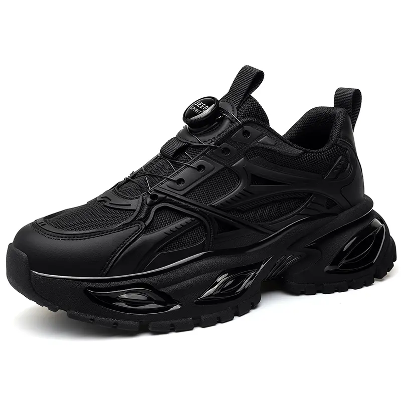 JEEP SPIRIT Black Warrior Lace Free Rotating Button Low Top Chunky Sneakers Men's Graphite Black