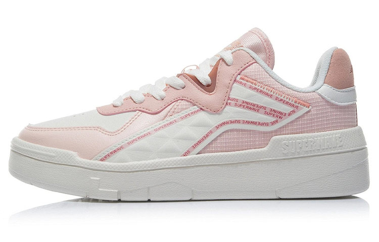LiNing Wave Superwave Lite Anti-Slip Wear-Resistant Low-Top Skateboard Shoes Women's Pink White