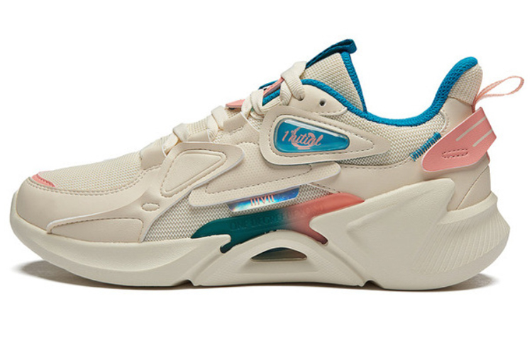 361° Abrasion Resistant Lightweight Cushioning Low Top Running Shoes Women's Beige Cyan