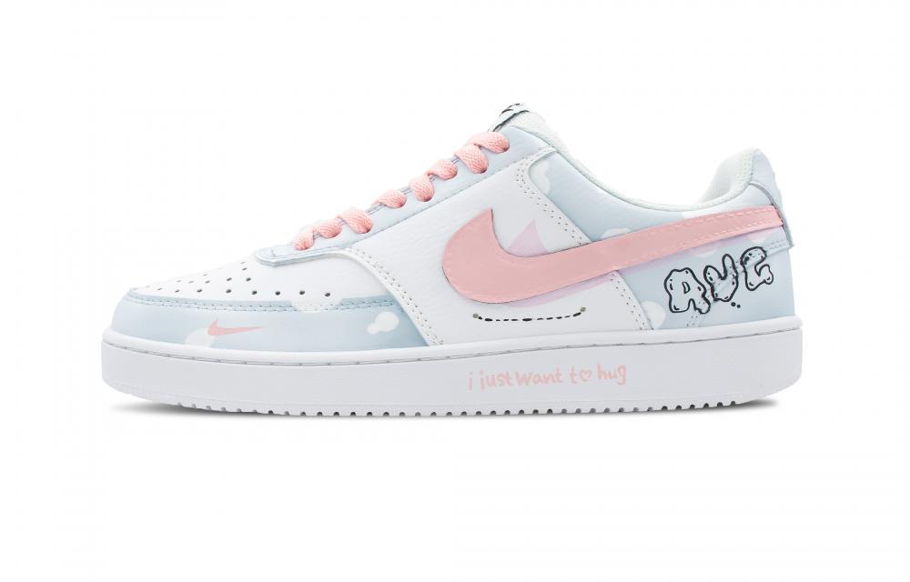 Nike Skateboard Shoes Men Low-Top White Blue Pink