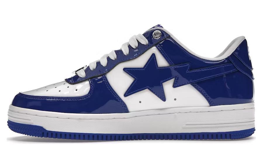 A BATHING APE Bape Sta Patent Leather White Blue 2023