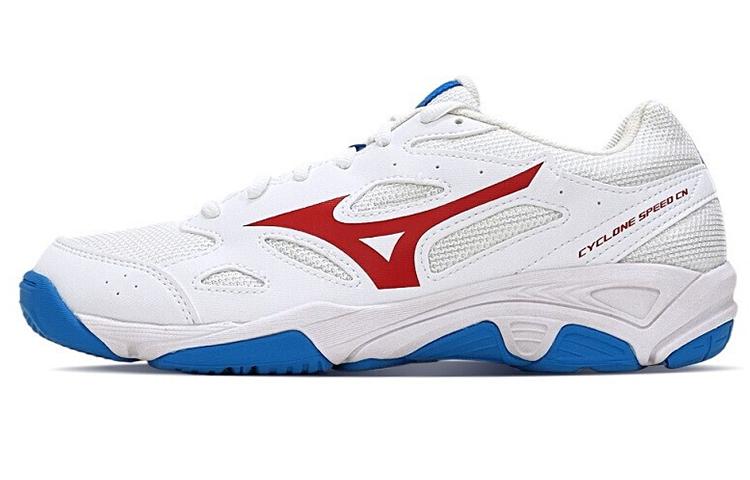 Mizuno Cyclone Speed CN Slip Resistant, Abrasion Resistant, Breathable Low Top Training Shoes Unisex White Blue Red