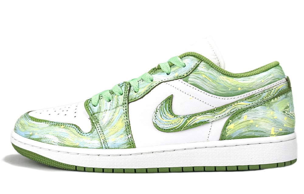 Jordan Air Jordan 1 Abrasion Resistant Low Top Skateboard Shoes Men's Green Yellow