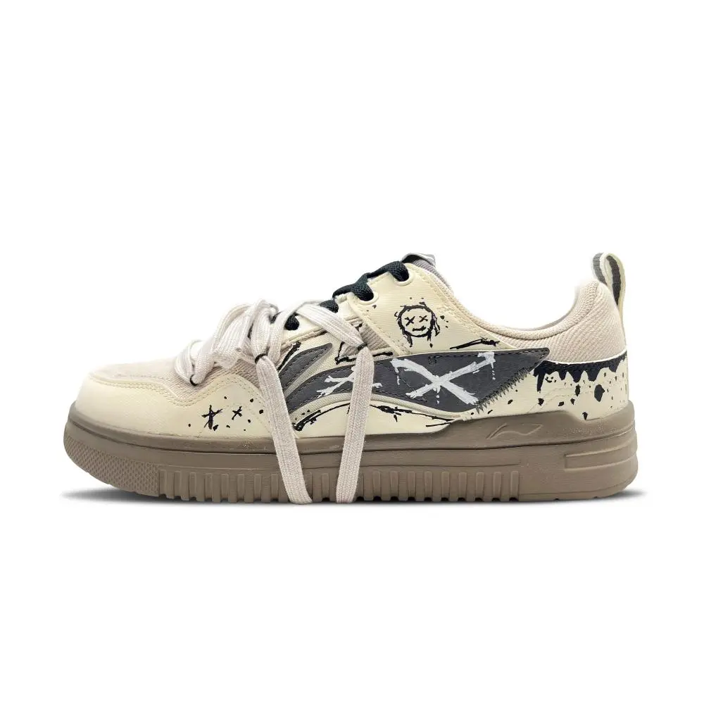 LiNing Qingyun Wear resistant And Lightweight Low top Skateboard Shoes Men's Greige