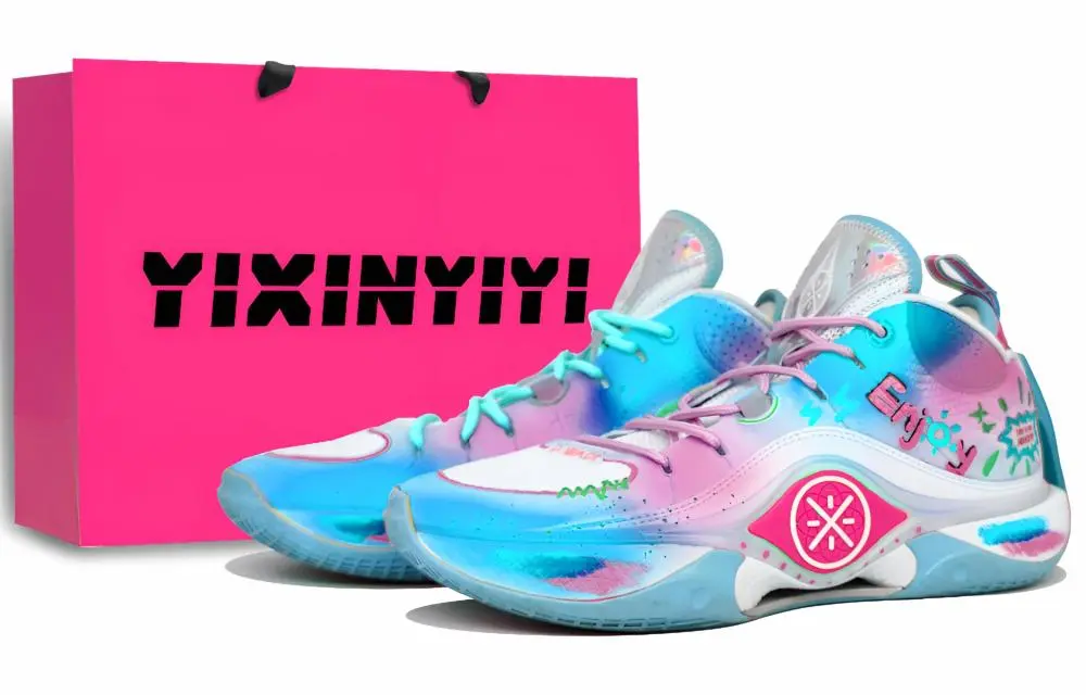 LiNing Wade Shadow 5 Cushioning Impact Resistant Rebound Low top Basketball Shoes Men's Blue Pink