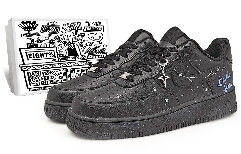 Nike Air Force 1 Coverage Anti-Slip And Wear-Resistant Low-Top Skateboard Shoes Unisex Black