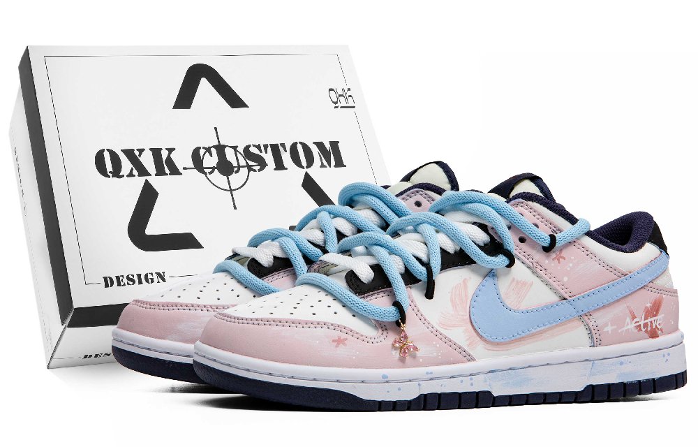 Nike Dunk Skateboard Shoes Women's Low Top Pink/White/Blue