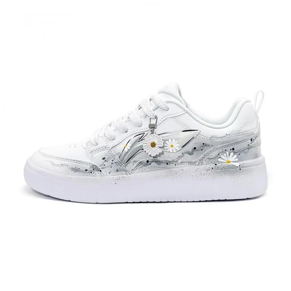 LiNing Acer Truncatum Abrasion Resistant Height Increasing Low top Skateboard Shoes Women's White Gray