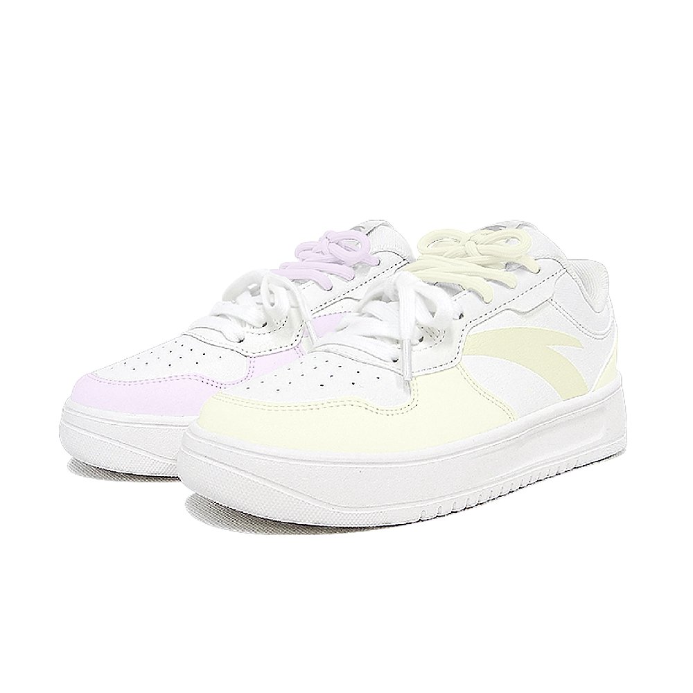 Anta Anti Slip Wear Resistant Low Top Skateboard Shoes Unisex Yellow Purple Mismatched