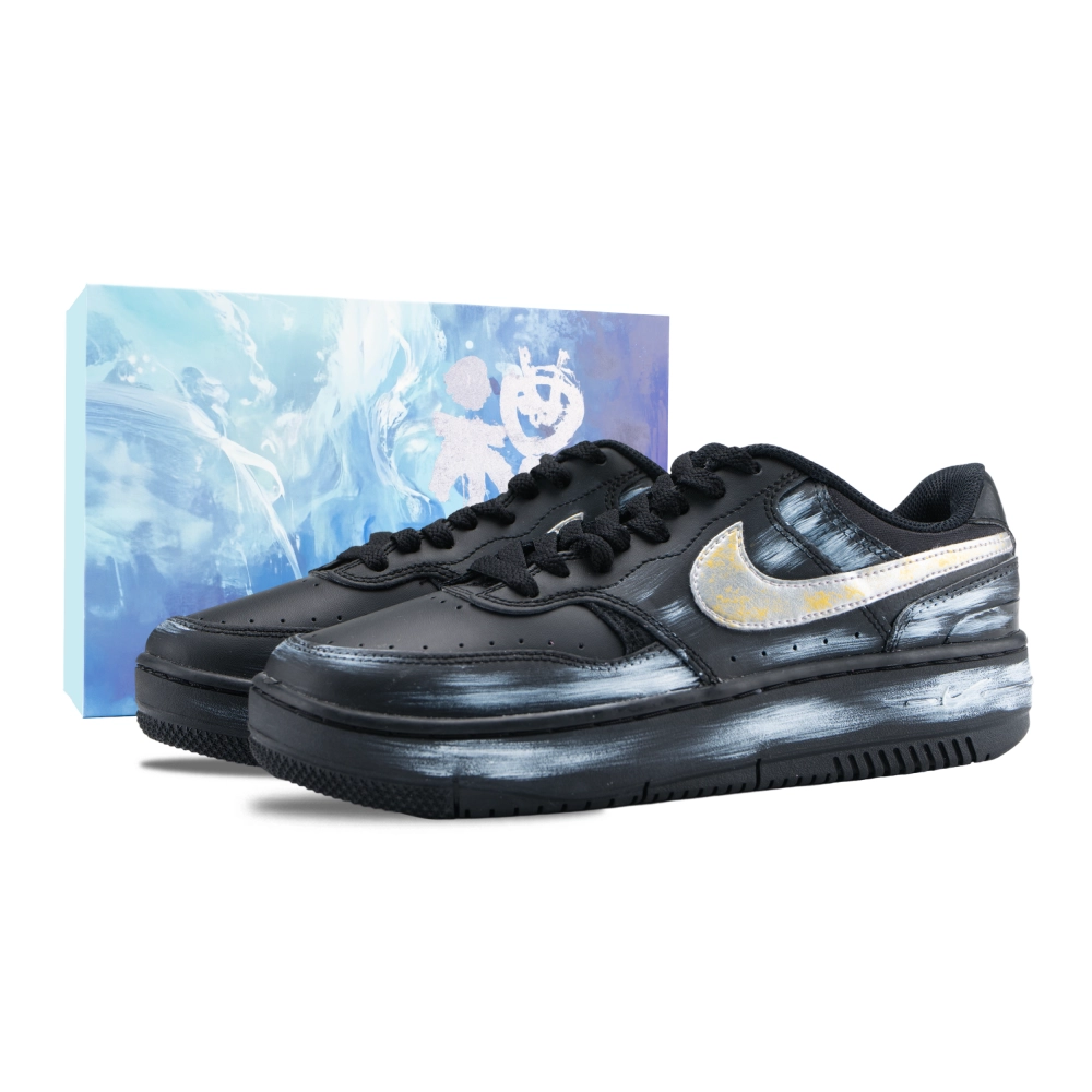 Nike Gamma Force Silver Wing Graffiti Artist Abrasion Resistant Low top Skateboard Shoes Unisex Black White