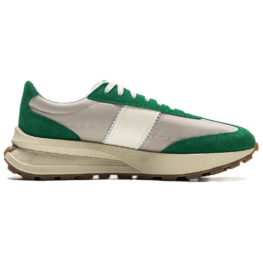 LiNing Lightweight Boat Slip Resistant Height Increasing Low Top Casual Shoes Unisex Gray Green