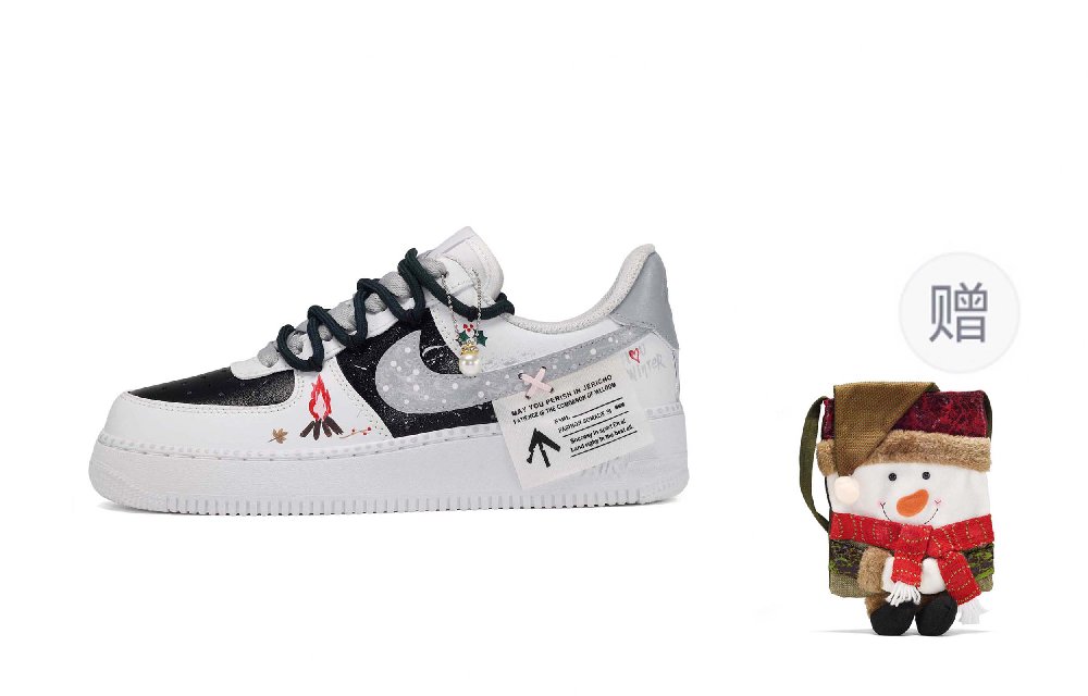 Nike Air Force 1 Abrasion-Resistant Low-Top Skateboard Shoes Women's Black White Gray