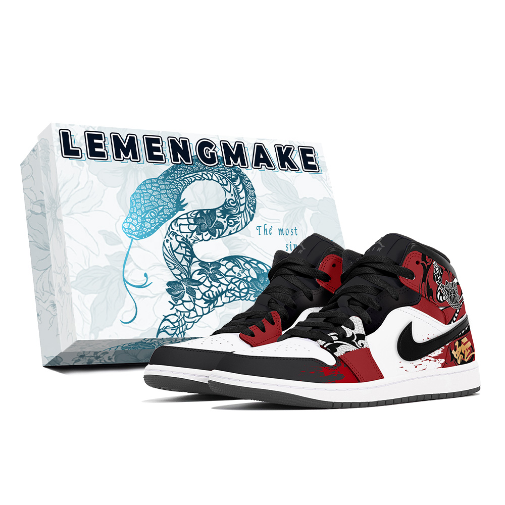 Jordan Air Jordan 1 Joy Lemon Abrasion-Resistant Mid-Top Vintage Basketball Shoes Unisex Red