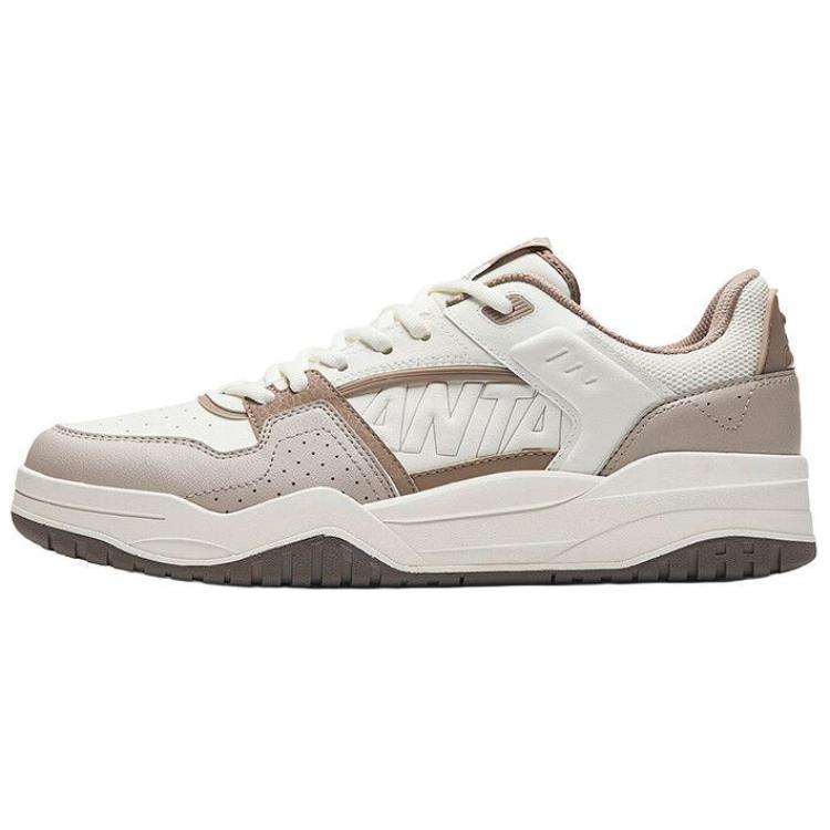 Anta Slam Slip-Resistant Height Increasing Low-Top Skateboard Shoes Men's White Brown Gray