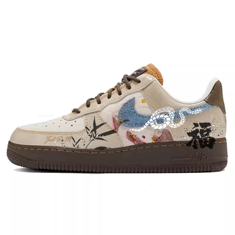 Nike Air Force 1 Anti-Slip And Wear-Resistant Breathable Low-Top Skateboard Shoes Women's White Brown