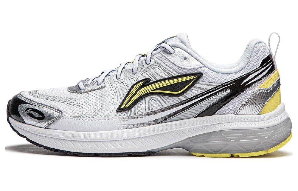 LiNing Shake 1.0 V3 Cushioning, Wear Resistant Low top Casual Running Shoes Men's White Silver
