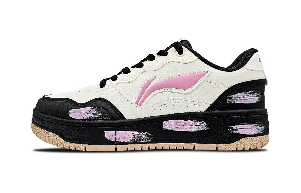 LiNing Tianji Soft Balance Slip Resistant Abrasion Resistant Low Top Skateboard Shoes Women's Black White Pink