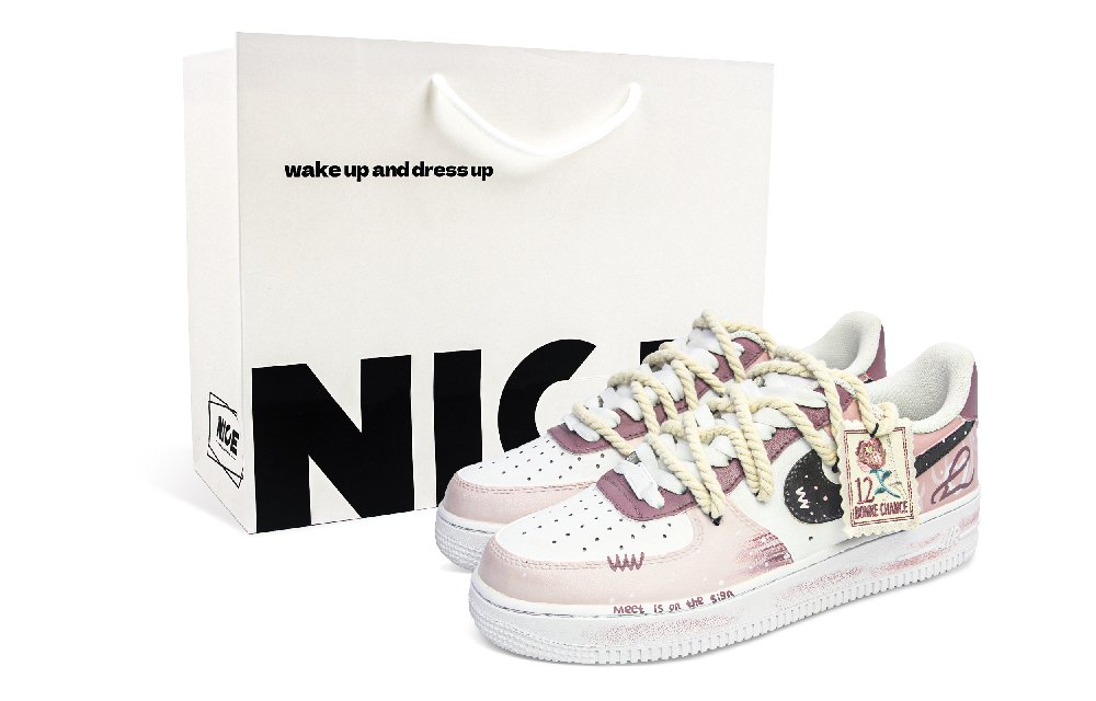 Nike Air Force 1 Abrasion Resistant Low Top Skateboard Shoes Women's Pink