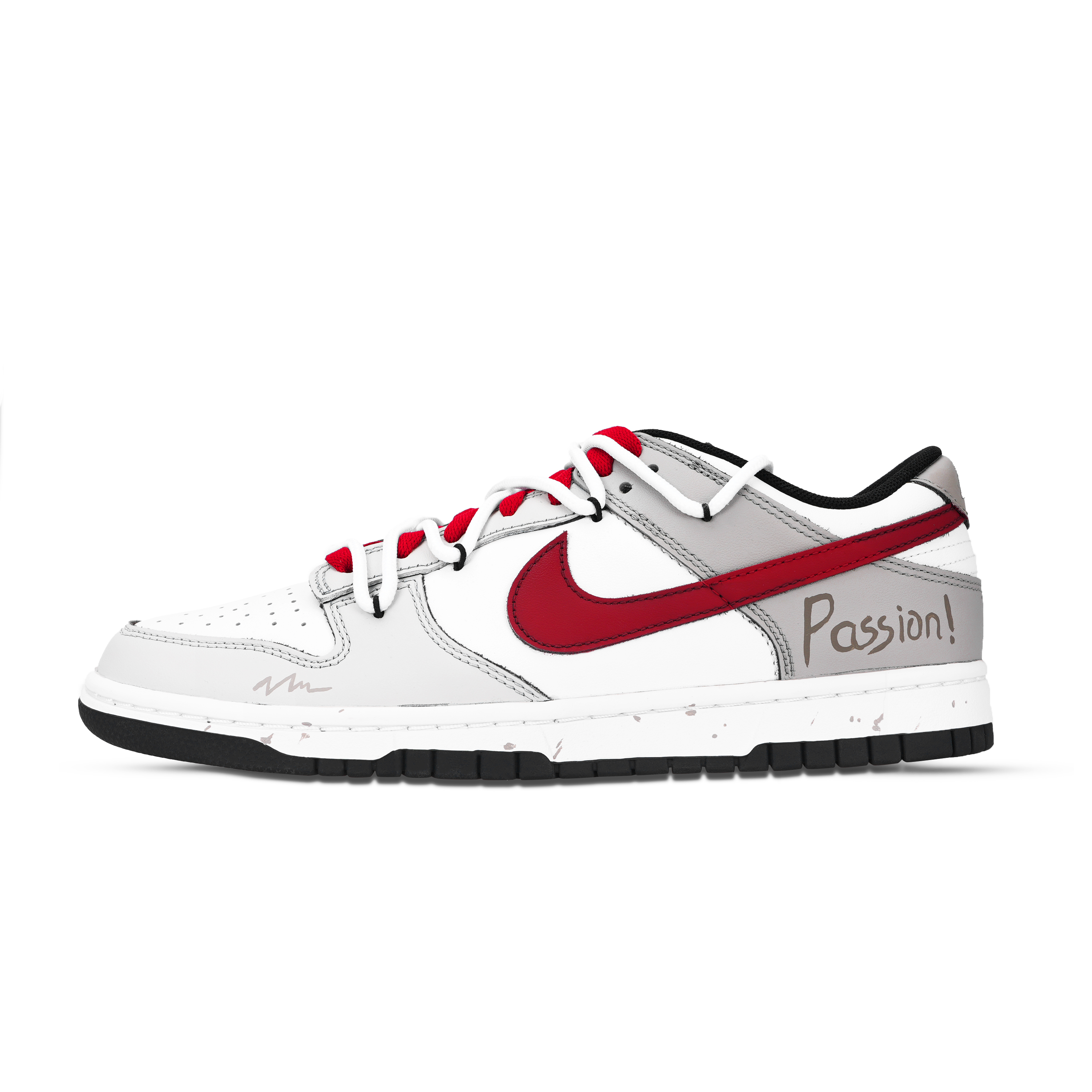 Nike Dunk Passion Slip Resistant Abrasion Resistant Low top Skateboard Shoes Unisex Red Gray White