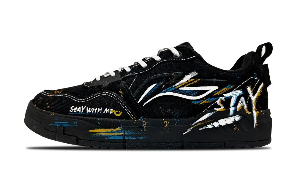 LiNing Yuan Chu Slip Resistant, Abrasion Resistant, Breathable Low Top Skateboard Shoes Men's Black