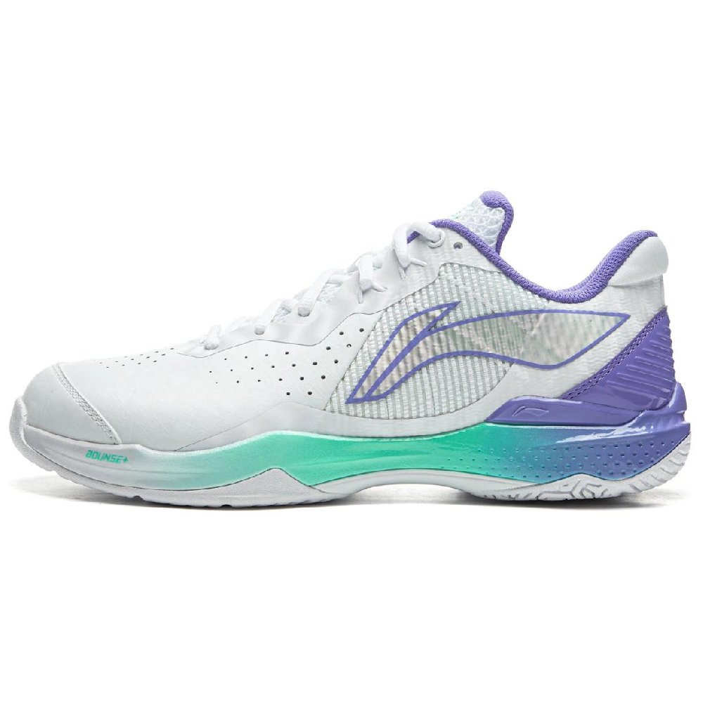 LiNing Lightweight Rebound Low Top Badminton Shoes Unisex White Purple