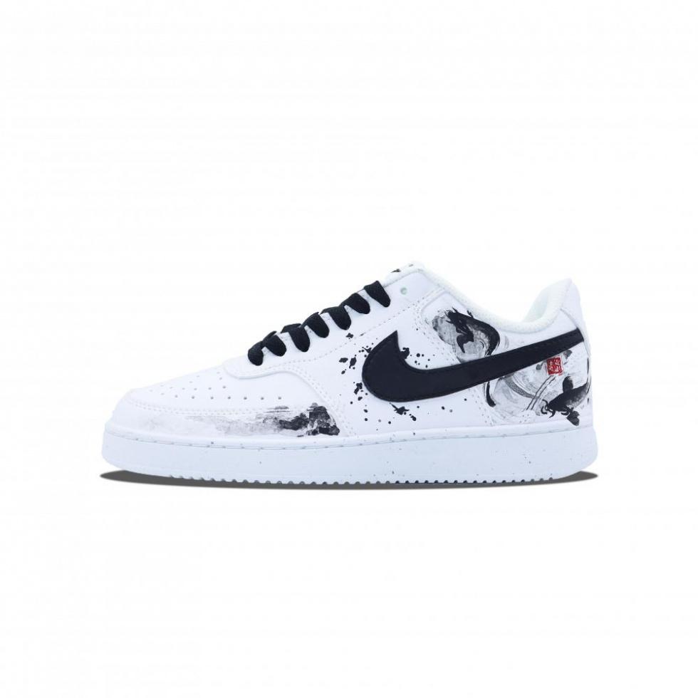 Nike Court Vision 1 Low-Top Skateboard Shoes Unisex Black White