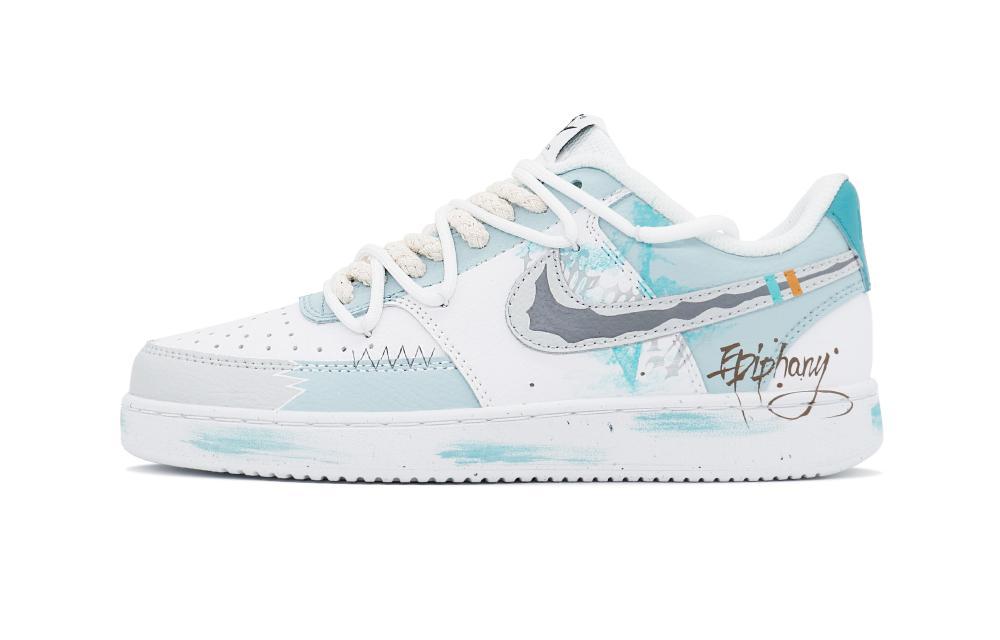 Nike Court Vision 1 Skateboard Shoes Men Low Top Gray/Blue/White