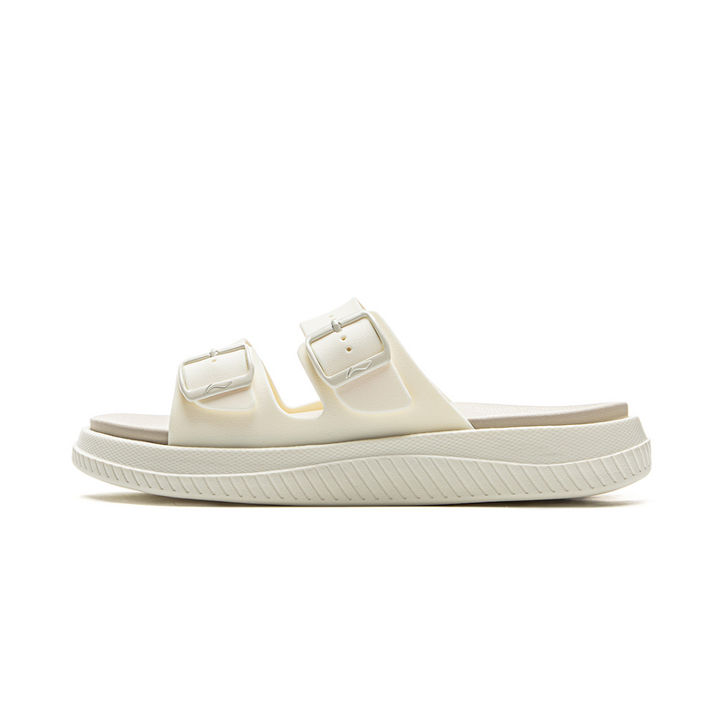 LiNing Slip Resistant Abrasion Resistant Slide Slippers Women's Ecru