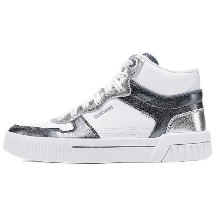 Skechers Court Classics High Top Skateboard Shoes Women's White Black