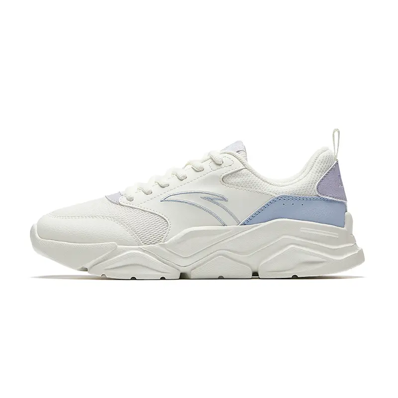 Anta Abrasion Resistant Cushioning Height Increasing Low top Casual Shoes Women's White Blue Purple