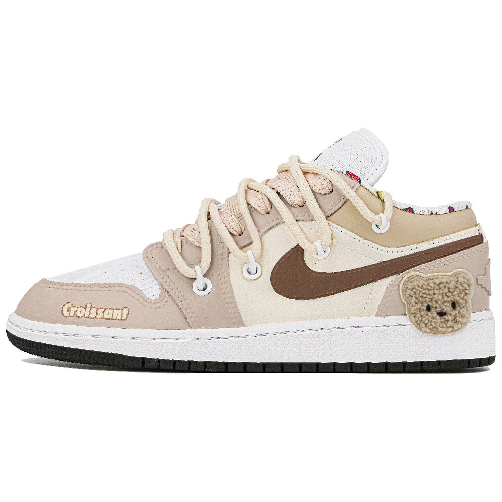 Jordan Air Jordan 1 Little Bear Bread Abrasion Resistant Low Top Vintage Basketball Shoes GS Brown