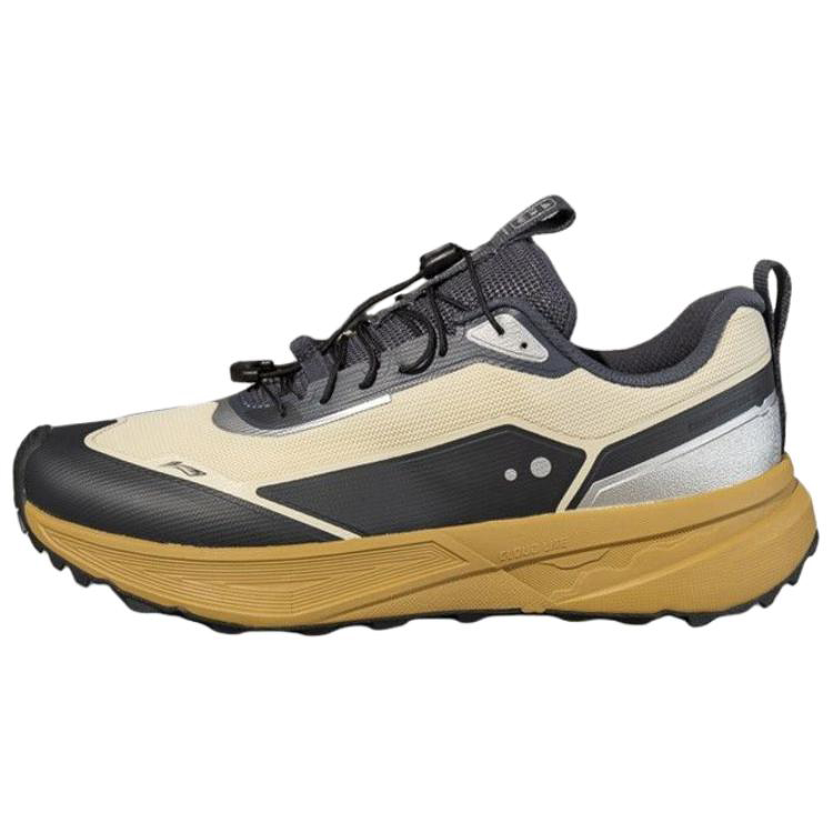 LiNing CF Tracing Walking Landscape Anti Slip Wear Resistant Low Top Hiking Shoes Unisex Beige Black